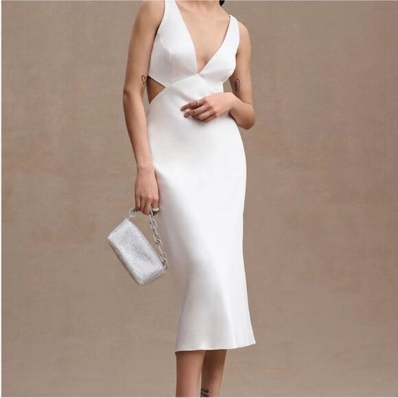 Sachin & Babi Sierra V-Neck Cutout Satin Dress by BHLDN NWT 2 - Picture 12 of 12